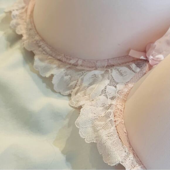 Rachel By Rachel Roy light pink lace padded bra 38DD gold tone accents6 - Picture 4 of 16